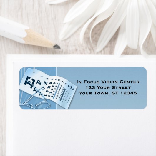 Moderne Blauwe Optometrist Etiket (Insitu)