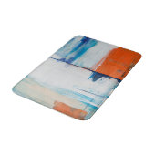 Moderne Blauwe Oranje Abstracte Kunst Badmat (Gekanteld)