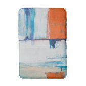 Moderne Blauwe Oranje Abstracte Kunst Badmat (Voorkant Verticaal)