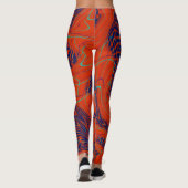 Moderne blauwe oranje abstracte leggings (Achterkant)