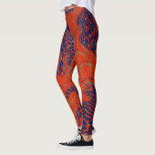 Moderne blauwe oranje abstracte leggings (Links)