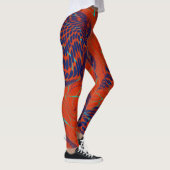 Moderne blauwe oranje abstracte leggings (Rechts)