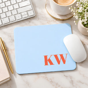 Moderne Blauwe Oranje Monogram Eerste Letters Gepe Muismat