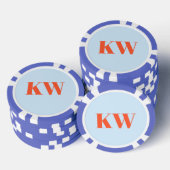 Moderne blauwe oranje monogram initiaal gepersonal poker chips (Opstapeling)