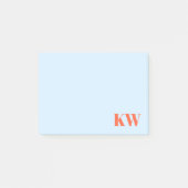 Moderne blauwe oranje monogram initiaal gepersonal post-it® notes (Voorkant)