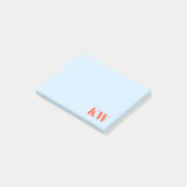 Moderne blauwe oranje monogram initiaal gepersonal post-it® notes (Schuin)