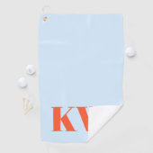 Moderne blauwe oranje monogram initialen gepersona golfhanddoek (Insitu)