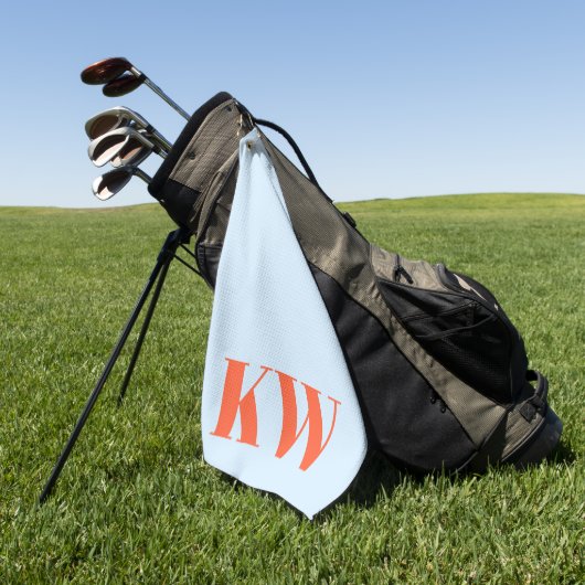 Moderne blauwe oranje monogram initialen gepersona golfhanddoek (Groen)