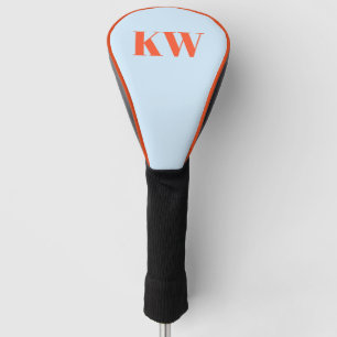 Moderne blauwe oranje monogram initialen gepersona golfheadcover