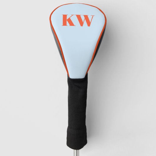 Moderne blauwe oranje monogram initialen gepersona golfheadcover (Voorkant)