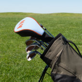 Moderne blauwe oranje monogram initialen gepersona golfheadcover (Insitu)