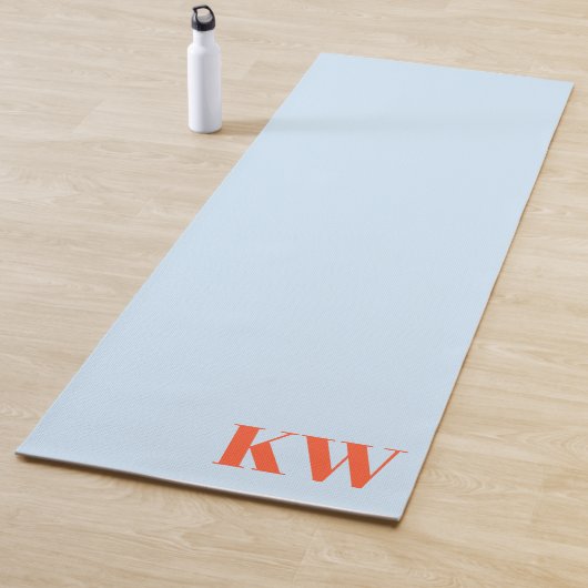 Moderne blauwe oranje monogram initialen gepersona yogamat (In situ)