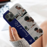 Moderne blauwe paar namen 3 foto's collage raster Case-Mate iPhone case<br><div class="desc">Moderne navy blue harkoppels noemen 4 foto's collage grid,  het perfecte cadeau voor een paar of beste vrienden.</div>