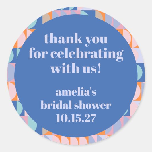 Moderne Blauwe Paarse Aangepaste Bruidsdouche Beda Ronde Sticker (Voorkant)