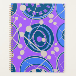 Moderne, blauwe, paarse en witte geoshape design. planner