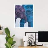 Moderne Blauwe & Paarse Olifant Expressionist Poster (Thuiskantoor)