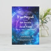 Moderne Blauwe Paarse Waterverf Galaxy B'nai Mitzv Kaart (Staand voorkant)