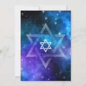 Moderne Blauwe Paarse Waterverf Galaxy B'nai Mitzv Kaart (Achterkant)
