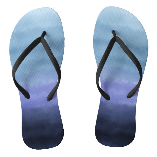 Moderne Blauwe Paarse Waterverf Teenslippers (Voetbed)