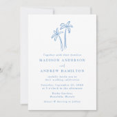 Moderne blauwe palmbomen QR-code Alles in één brui Kaart (Voorkant)