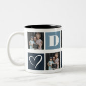 Moderne Blauwe Pap Fotocollage Vaderdag Tweekleurige Koffiemok (Links)