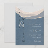 moderne blauwe - papieren bergen bruiloft kaart (Voorkant / Achterkant)