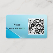 Moderne Blauwe Parelmoer Aangepast Logo en QR-code Visitekaartje (Achterkant)