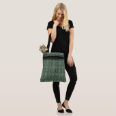 Moderne blauwe pauwpatroon tas (Op model)