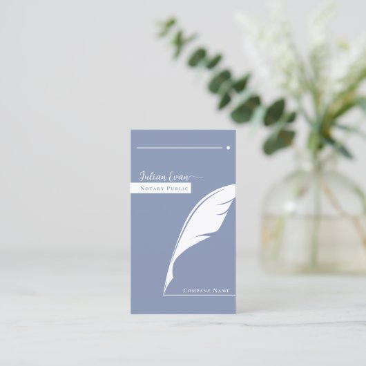Moderne Blauwe Pen penpunt Logo Notaris Openbare Q Visitekaartje (Staand voorkant)