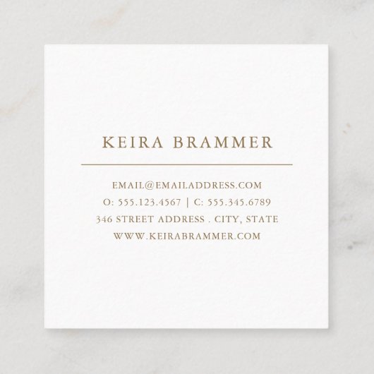 Moderne blauwe penseelstreken Gold Lijst Square Sq Vierkante Visitekaartje (Achterkant)