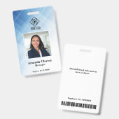 Moderne blauwe personeelsfoto ID Badge (Voor- en achterkant)