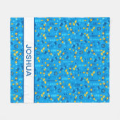 Moderne Blauwe Persoonlijke Hanukkah Fleece Deken (Voorkant (Horizontaal))