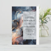 Moderne Blauwe & Perzik Marmeren Agaat Kaart (Staand voorkant)