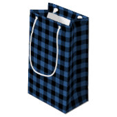 Moderne Blauwe Plaid Patroon Klein Cadeauzakje (Achterkant Gekanteld)