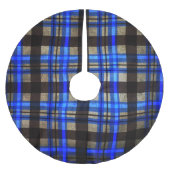 Moderne Blauwe Plaid Tartan Kerstboom Decoreren Rok (Voorkant)