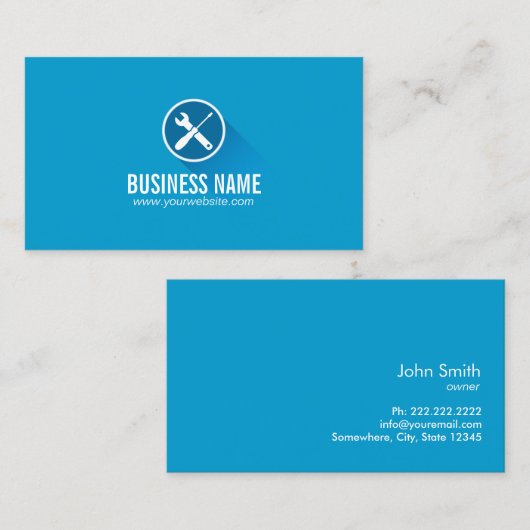 Moderne, blauwe platte Visitekaartjes voor compute (Voorkant / Achterkant)