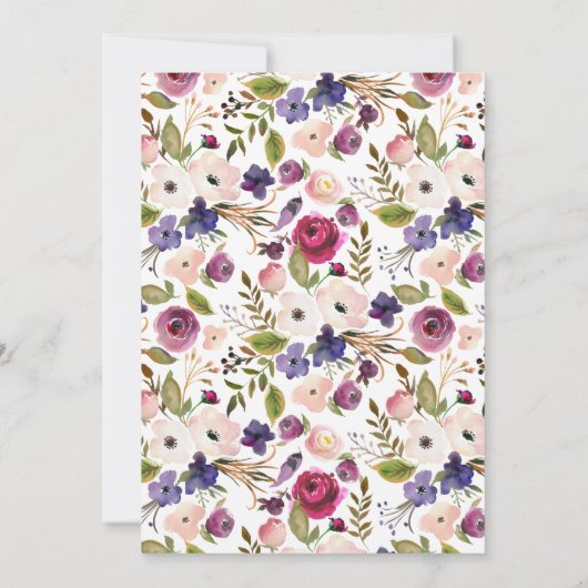 Moderne Blauwe Plum Bloemen Bruids Douche Uitnodig Kaart (Achterkant)