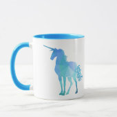 Moderne Blauwe Polygoon Eenhoorn Mok (Links)