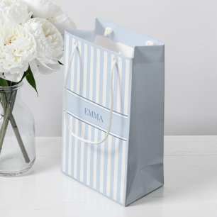 Moderne Blauwe Preppy Gestreepte Eenvoudige Aangep Klein Cadeauzakje