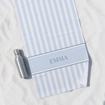 Moderne blauwe preppy gestreepte gepersonaliseerde