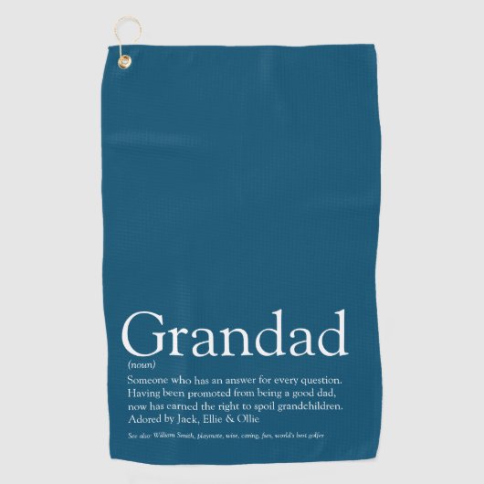 Moderne Blauwe Pret Opa Opa Papa Definitie Golfhanddoek (Voorkant)