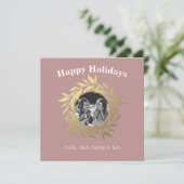 Moderne Blauwe Prettige Feestdagen Goud Folie Kran Feestdagenkaart (Staand voorkant)