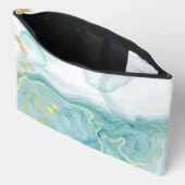 Moderne Blauwe Print w/Goud Hoogtepunten Cosmetisc Etui (Open)