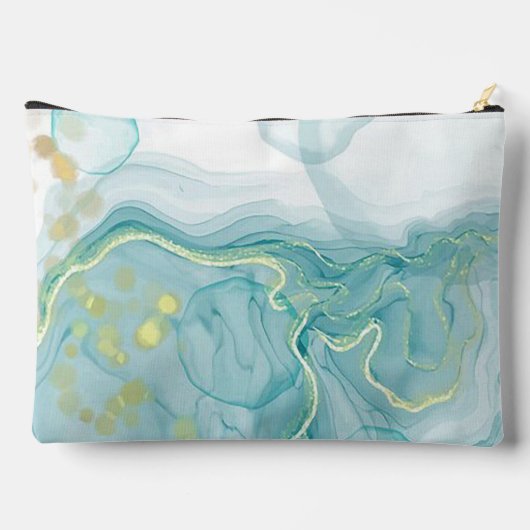 Moderne Blauwe Print w/Goud Hoogtepunten Cosmetisc Etui (Achterkant)