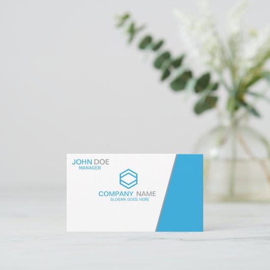 Moderne blauwe professionele Logo Visitekaartje (Staand voorkant)