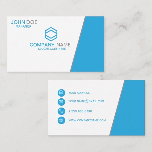 Moderne blauwe professionele Logo Visitekaartje (Voorkant / Achterkant)