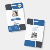 Moderne blauwe professionele personeelsfoto-ID Badge (Voor- en achterkant)