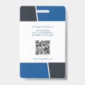 Moderne blauwe professionele personeelsfoto-ID Badge (Achterkant)