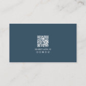 Moderne Blauwe Professionele QR Code Foto Logo Visitekaartje (Achterkant)