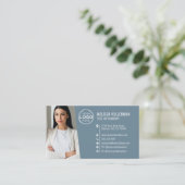 Moderne Blauwe Professionele QR Code Foto Logo Visitekaartje (Staand voorkant)